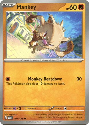 Mankey (107) Reverse Holofoil [SV: Base Set] Pokemon Single Pokémon