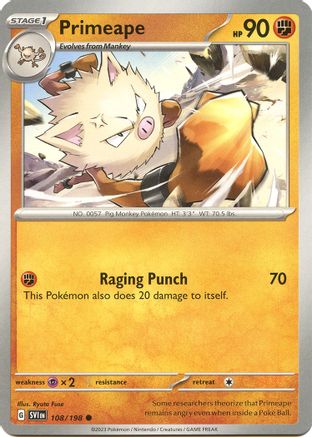 Primeape (108) Reverse Holofoil [SV: Base Set] Pokemon Single Pokémon