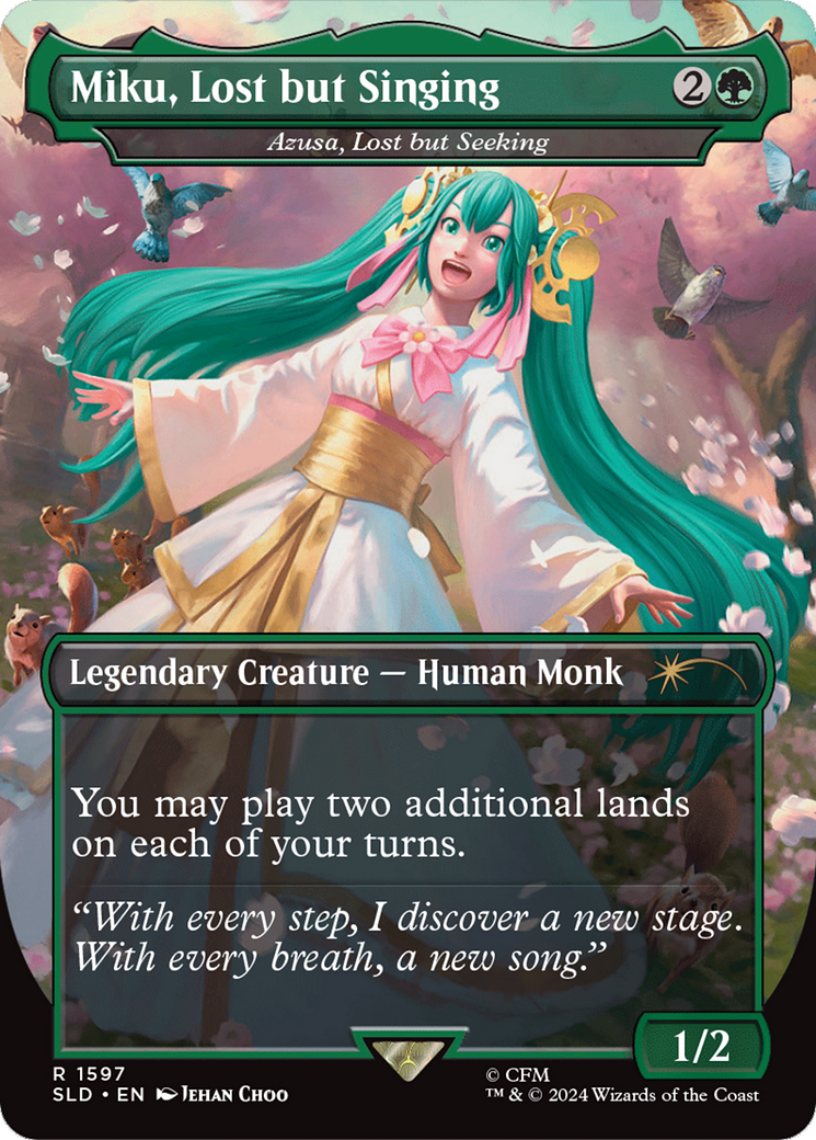 Miku, Lost but Singing - Azusa, Lost but Seeking (SLD-1597) [Secret Lair] Drop (Borderless) MTG Single Wizards of the Coast