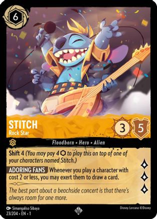 Stitch - Rock Star (23/204) [The First Chapter] Cold Foil Lorcana Single Disney