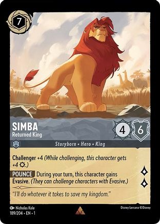 Simba - Returned King (189/204) [The First Chapter] Lorcana Single Disney