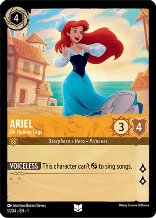 Ariel - On Human Legs (1/204) [The First Chapter] Cold Foil Lorcana Single Disney