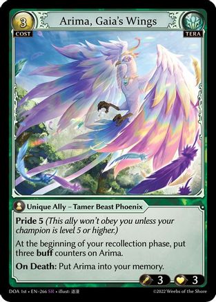 Arima, Gaia's Wings (266) [Dawn of Ashes 1st Edition] Grand Archive Single Weebs of the Shore