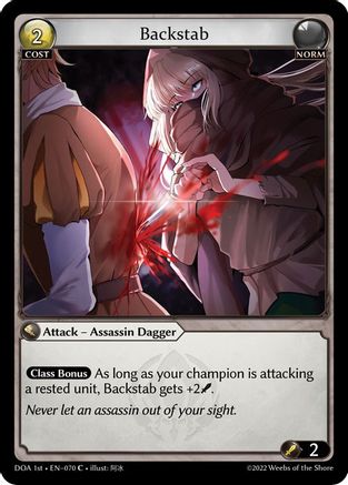 Backstab (070) [Dawn of Ashes 1st Edition] Grand Archive Single Weebs of the Shore