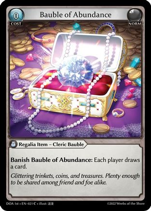 Bauble of Abundance (021) [Dawn of Ashes 1st Edition] Foil Grand Archive Single Weebs of the Shore