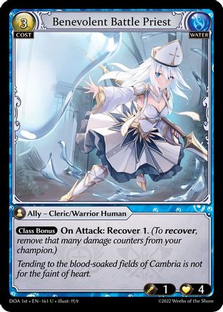 Benevolent Battle Priest (161) [Dawn of Ashes 1st Edition] Grand Archive Single Weebs of the Shore