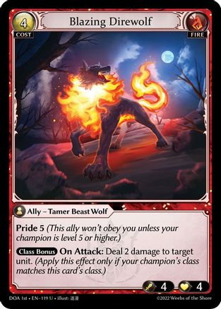 Blazing Direwolf (119) [Dawn of Ashes 1st Edition] Foil Grand Archive Single Weebs of the Shore