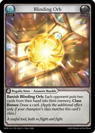 Blinding Orb (026) [Dawn of Ashes 1st Edition] Grand Archive Single Weebs of the Shore