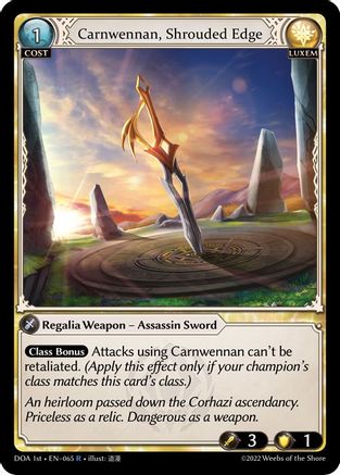 Carnwennan, Shrouded Edge (065) [Dawn of Ashes 1st Edition] Grand Archive Single Weebs of the Shore