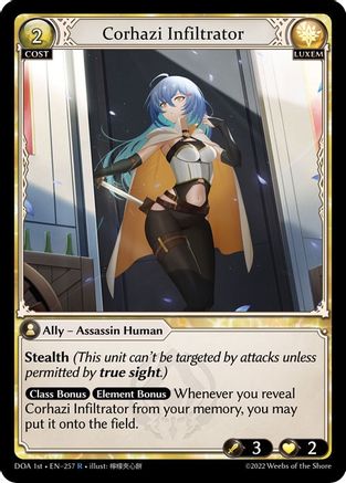 Corhazi Infiltrator (257) [Dawn of Ashes 1st Edition] Foil Grand Archive Single Weebs of the Shore