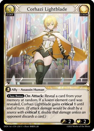 Corhazi Lightblade (258) [Dawn of Ashes 1st Edition] Foil Grand Archive Single Weebs of the Shore