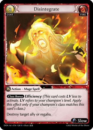 Disintegrate (128) [Dawn of Ashes 1st Edition] Foil Grand Archive Single Weebs of the Shore