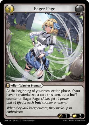 Eager Page (082) [Dawn of Ashes 1st Edition] Foil Grand Archive Single Weebs of the Shore