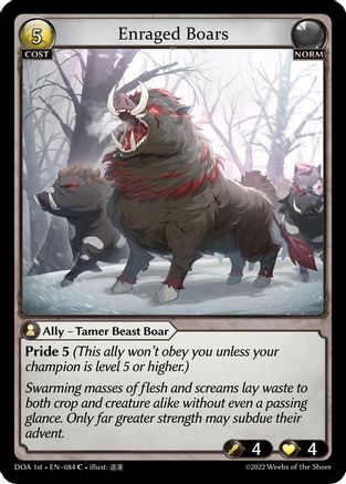 Enraged Boars (084) [Dawn of Ashes 1st Edition] Grand Archive Single Weebs of the Shore