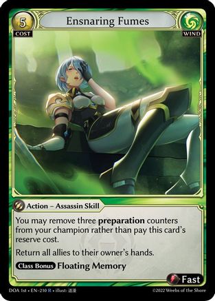 Ensnaring Fumes (210) [Dawn of Ashes 1st Edition] Grand Archive Single Weebs of the Shore