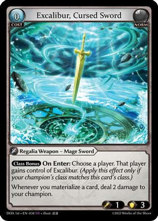 Excalibur, Cursed Sword (034) [Dawn of Ashes 1st Edition] Grand Archive Single Weebs of the Shore