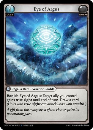 Eye of Argus (035) [Dawn of Ashes 1st Edition] Grand Archive Single Weebs of the Shore