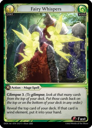 Fairy Whispers (212) [Dawn of Ashes 1st Edition] Grand Archive Single Weebs of the Shore