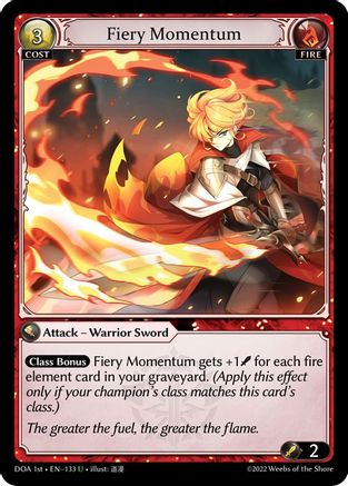 Fiery Momentum (133) [Dawn of Ashes 1st Edition] Foil Grand Archive Single Weebs of the Shore