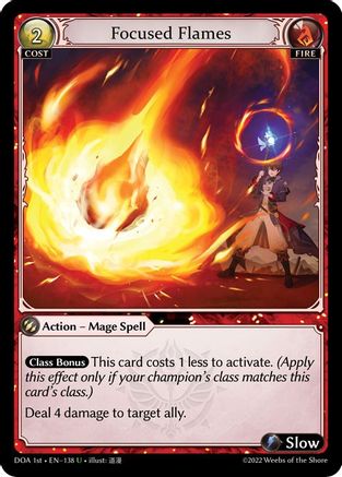 Focused Flames (138) [Dawn of Ashes 1st Edition] Foil Grand Archive Single Weebs of the Shore