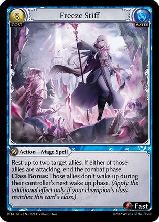Freeze Stiff (169) [Dawn of Ashes 1st Edition] Grand Archive Single Weebs of the Shore