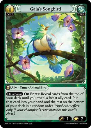 Gaia's Songbird (270) [Dawn of Ashes 1st Edition] Foil Grand Archive Single Weebs of the Shore