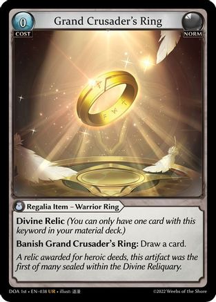 Grand Crusader's Ring (038) [Dawn of Ashes 1st Edition] Grand Archive Single Weebs of the Shore
