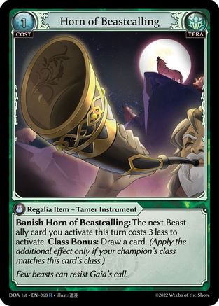 Horn of Beastcalling (068) [Dawn of Ashes 1st Edition] Grand Archive Single Weebs of the Shore