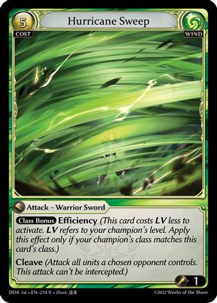 Hurricane Sweep (214) [Dawn of Ashes 1st Edition] Grand Archive Single Weebs of the Shore