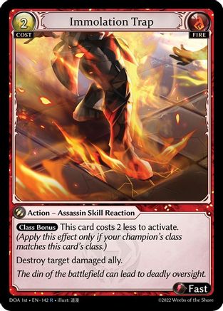 Immolation Trap (142) [Dawn of Ashes 1st Edition] Grand Archive Single Weebs of the Shore