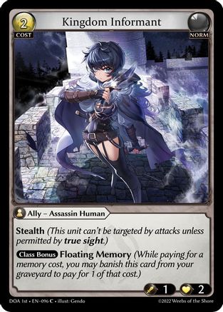 Kingdom Informant (096) [Dawn of Ashes 1st Edition] Grand Archive Single Weebs of the Shore