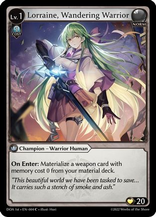 Lorraine, Wandering Warrior (004) [Dawn of Ashes 1st Edition] Foil Grand Archive Single Weebs of the Shore