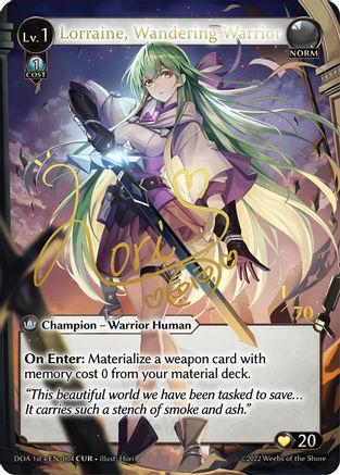Lorraine, Wandering Warrior (CUR) (004) [Dawn of Ashes 1st Edition] Foil Grand Archive Single Weebs of the Shore