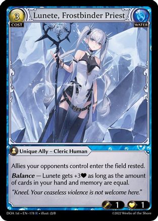 Lunete, Frostbinder Priest (178) [Dawn of Ashes 1st Edition] Grand Archive Single Weebs of the Shore