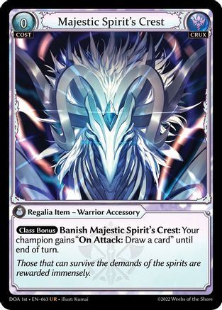 Majestic Spirit's Crest (063) [Dawn of Ashes 1st Edition] Foil Grand Archive Single Weebs of the Shore