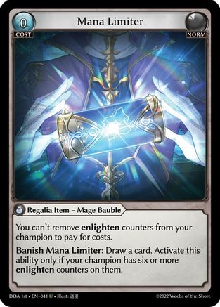Mana Limiter (041) [Dawn of Ashes 1st Edition] Grand Archive Single Weebs of the Shore