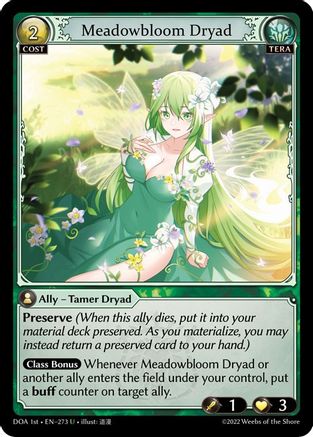 Meadowbloom Dryad (273) [Dawn of Ashes 1st Edition] Grand Archive Single Weebs of the Shore