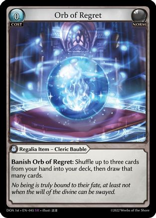 Orb of Regret (045) [Dawn of Ashes 1st Edition] Foil Grand Archive Single Weebs of the Shore
