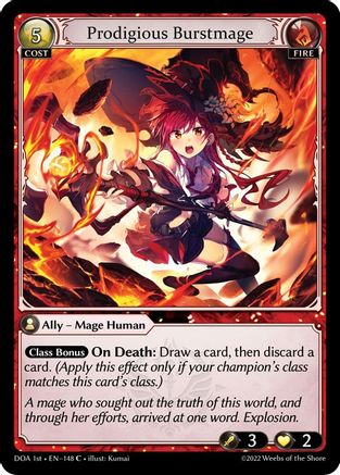 Prodigious Burstmage (148) [Dawn of Ashes 1st Edition] Foil Grand Archive Single Weebs of the Shore