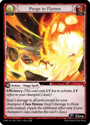 Purge in Flames (149) [Dawn of Ashes 1st Edition] Grand Archive Single Weebs of the Shore