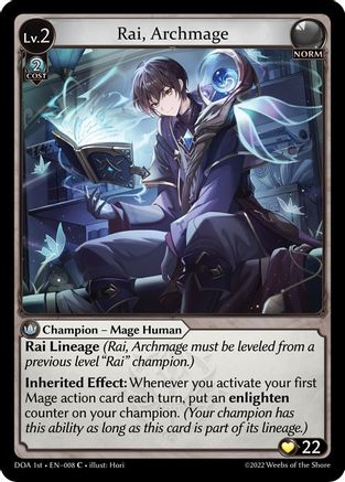Rai, Archmage (008) [Dawn of Ashes 1st Edition] Grand Archive Single Weebs of the Shore
