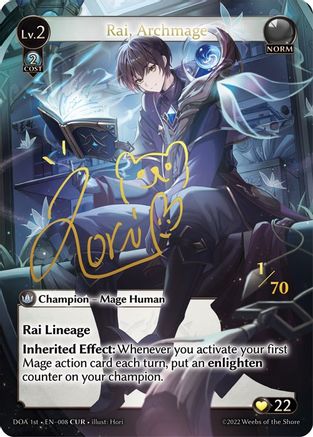 Rai, Archmage (CUR) (008) [Dawn of Ashes 1st Edition] Foil Grand Archive Single Weebs of the Shore