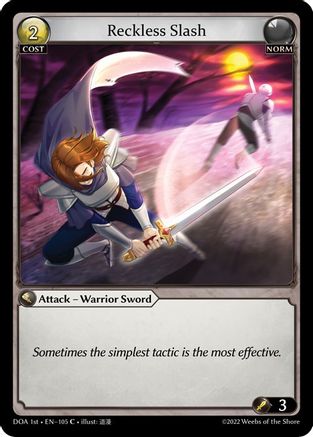 Reckless Slash (105) [Dawn of Ashes 1st Edition] Grand Archive Single Weebs of the Shore