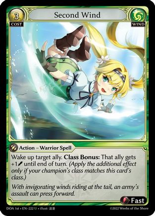 Second Wind (222) [Dawn of Ashes 1st Edition] Foil Grand Archive Single Weebs of the Shore