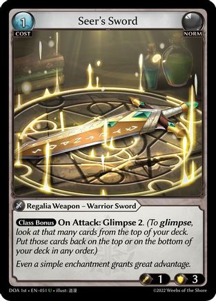 Seer's Sword (051) [Dawn of Ashes 1st Edition] Foil Grand Archive Single Weebs of the Shore