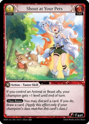 Shout at Your Pets (152) [Dawn of Ashes 1st Edition] Foil Grand Archive Single Weebs of the Shore