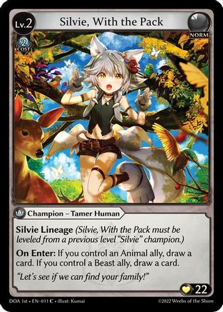 Silvie, With the Pack (011) [Dawn of Ashes 1st Edition] Grand Archive Single Weebs of the Shore