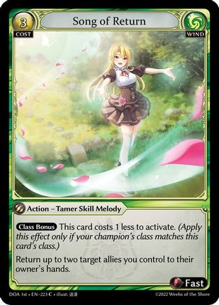 Song of Return (223) [Dawn of Ashes 1st Edition] Grand Archive Single Weebs of the Shore