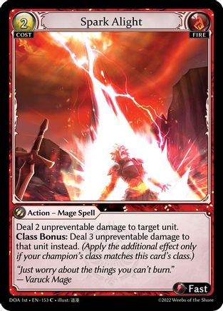 Spark Alight (153) [Dawn of Ashes 1st Edition] Grand Archive Single Weebs of the Shore