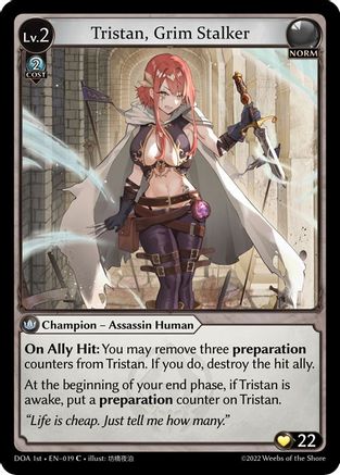 Tristan, Grim Stalker (019) [Dawn of Ashes 1st Edition] Grand Archive Single Weebs of the Shore